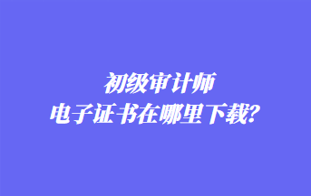 初級審計(jì)師電子證書在哪里下載？